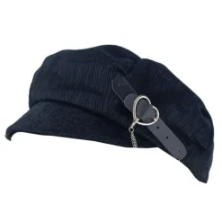 Hats*Boogzel Clothing Heart Buckle Baker Boy Cap Black