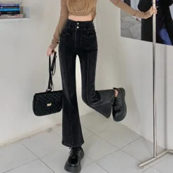 Jeans*Boogzel Clothing Heart Crush Flare Cropped Jeans Black