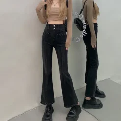 Jeans*Boogzel Clothing Heart Crush Flare Cropped Jeans Black