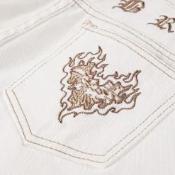 Jeans*Boogzel Clothing Heart Embroidery Cargo Jeans White