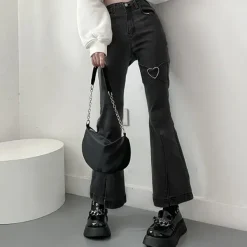 Jeans*Boogzel Clothing Heart Flare Jeans Black
