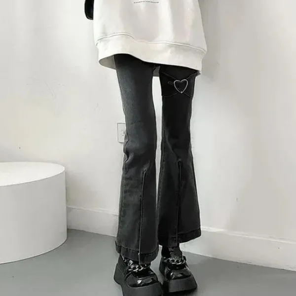 Jeans*Boogzel Clothing Heart Flare Jeans Black
