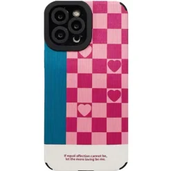 Iphone Cases*Boogzel Clothing Heart Grid iPhone Case Pink/blue