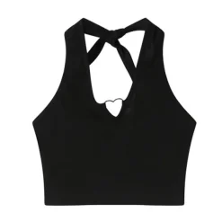 Crop Tops*Boogzel Clothing Heart Hollow Out Halter Top