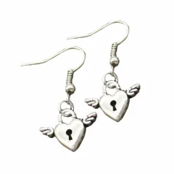 Earrings*Boogzel Clothing Heart Lock Earrings Silver