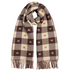 Other*Boogzel Clothing Heart Pattern Scarf Brown