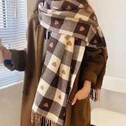 Other*Boogzel Clothing Heart Pattern Scarf Brown