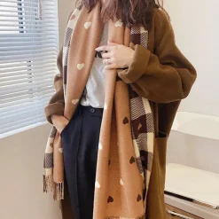 Other*Boogzel Clothing Heart Pattern Scarf Brown