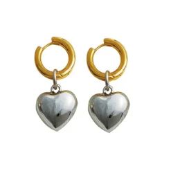 Earrings|Necklaces & Chokers*Boogzel Clothing Heart Pendant Hoop Earrings Gold/silver