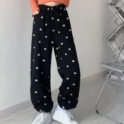 Pants & Trousers*Boogzel Clothing Heart Print Balloon Pants Black/white