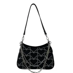 Bags & Purses*Boogzel Clothing Heart Print Chain Bag Black