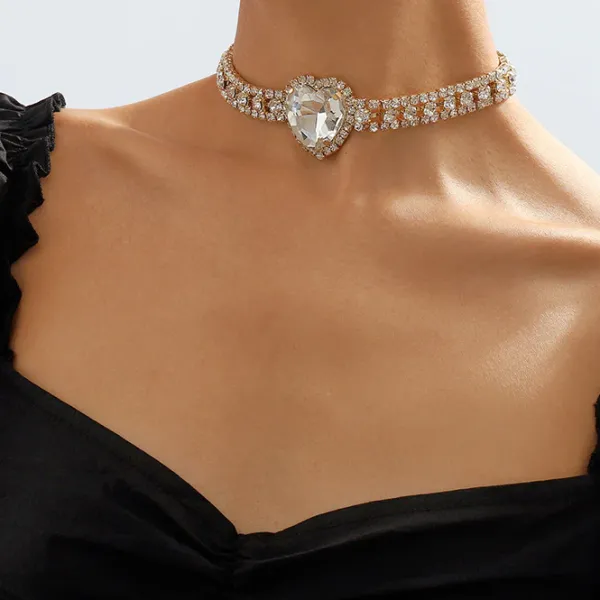 Necklaces & Chokers*Boogzel Clothing Heart Rhinestone Choker