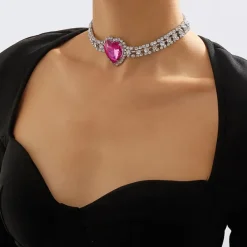 Necklaces & Chokers*Boogzel Clothing Heart Rhinestone Choker