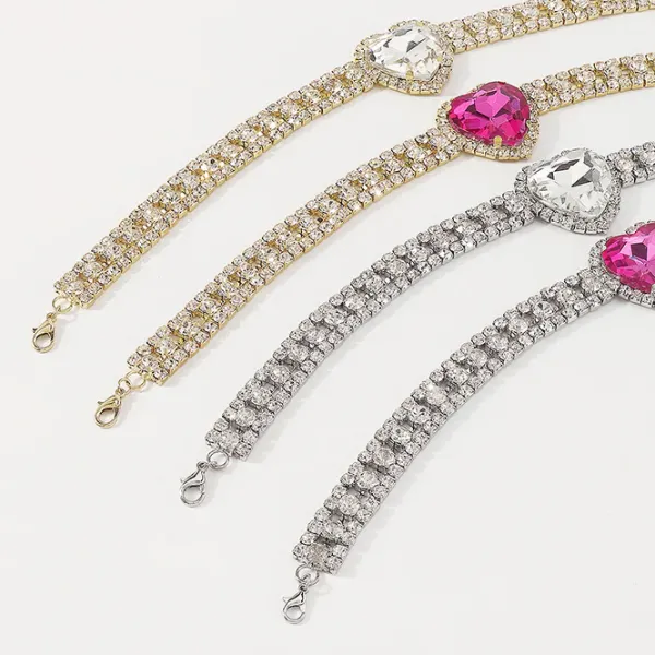 Necklaces & Chokers*Boogzel Clothing Heart Rhinestone Choker