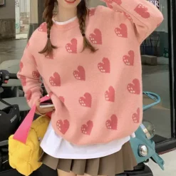 Sweaters*Boogzel Clothing Heart Stealer Knit Sweater Pink