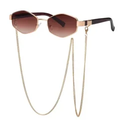 Sunglasses*Boogzel Clothing Hexagonal Sunglasses with Chain