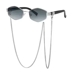 Sunglasses*Boogzel Clothing Hexagonal Sunglasses with Chain