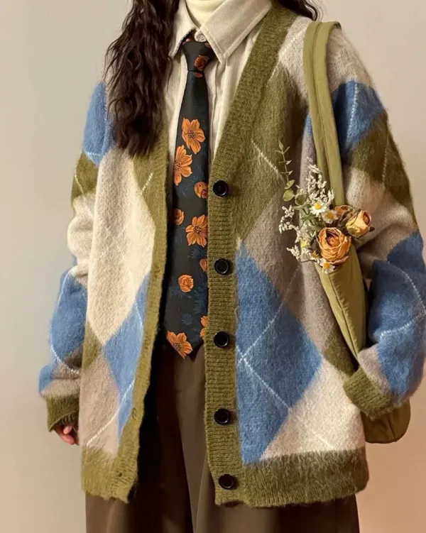 Argyle Sweaters & Vests|Knit Cardigans*Boogzel Clothing High School Loose Fit Argyle Cardigan