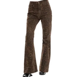 Jeans*Boogzel Clothing High-Waisted Leopard Flare Jeans Brown