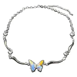 Necklaces & Chokers*Boogzel Clothing Holographic Butterfly Metal Necklace Silver
