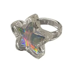 Rings*Boogzel Clothing Holographic Star Ring Clear