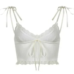 Y2K Tops|Crop Tops*Boogzel Clothing Hopeless Romantic Lace Tie Top White