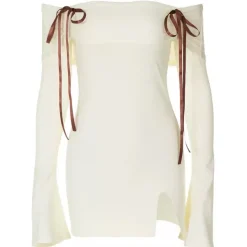 Dresses & Rompers*Boogzel Clothing Hopeless Romantic Off Shoulder Mini Dress Beige