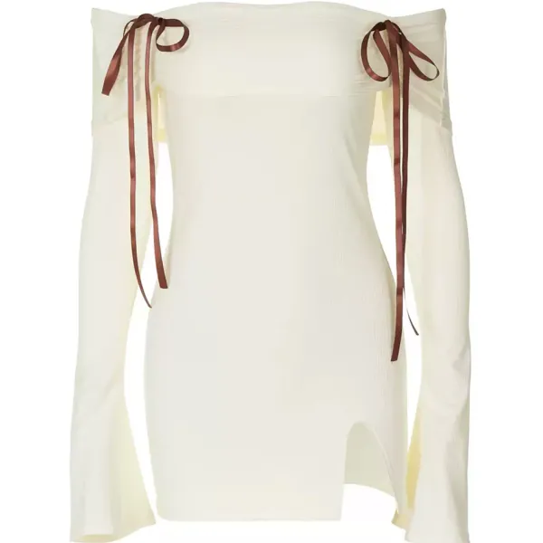 Dresses & Rompers*Boogzel Clothing Hopeless Romantic Off Shoulder Mini Dress Beige