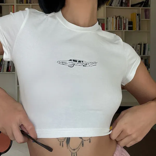 Sandals / Mary Janes*Boogzel Clothing Hot Wheels Crop Top White