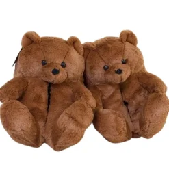 Mad*Boogzel Clothing Hugging Teddy Bear Slippers Brown
