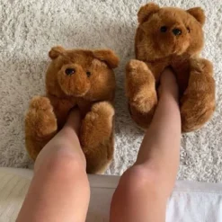 Mad*Boogzel Clothing Hugging Teddy Bear Slippers Brown