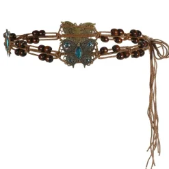 Belts & Chains*Boogzel Clothing Indie Aesthetic Butterfly Beaded Belt Brown