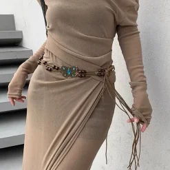 Belts & Chains*Boogzel Clothing Indie Aesthetic Butterfly Beaded Belt Brown