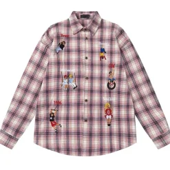 Mens|Long Sleeve Tops*Boogzel Clothing Indie Aesthetic Embroidered Plaid Shirt