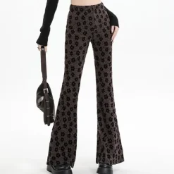 Pants & Trousers*Boogzel Clothing Indie Aesthetic Floral Flare Trousers Brown