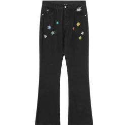 Jeans*Boogzel Clothing Indie Aesthetic Flower Embroidery Jeans