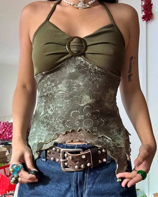 Y2K Tops|Crop Tops*Boogzel Clothing Indie Aesthetic Lace Halter Top