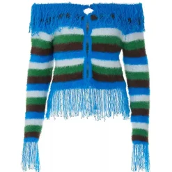 Striped Sweaters|Sweaters*Boogzel Clothing Indie Aesthetic Striped Fringe Top Blue/green