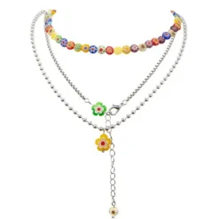Necklaces & Chokers*Boogzel Clothing Indie Flower Layered Necklace Silver