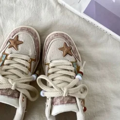 Aesthetic Sneakers*Boogzel Clothing Indie Star Sneakers Beige