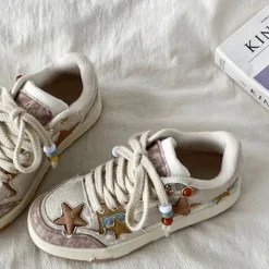 Aesthetic Sneakers*Boogzel Clothing Indie Star Sneakers Beige