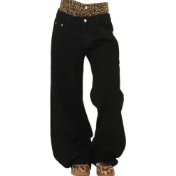 Jeans*Boogzel Clothing Inner Leopard Layered Jeans Black/brown