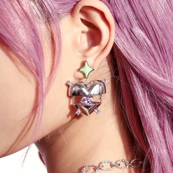 Earrings*Boogzel Clothing Inside My Heart Aesthetic Earrings Silver
