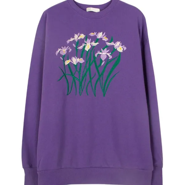 Sweatshirts*Boogzel Clothing Iris Embroidery Sweatshirt Purple