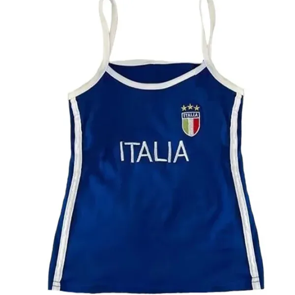 Y2K Tops*Boogzel Clothing Italia Embroidery Y2K Tank Top Blue