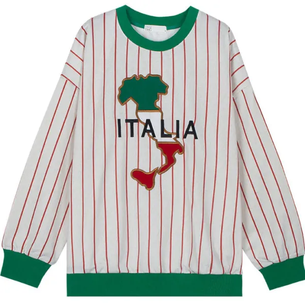 Sweatshirts*Boogzel Clothing Italia Striped Vintage Sweatshirt White/green