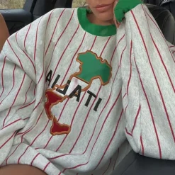 Sweatshirts*Boogzel Clothing Italia Striped Vintage Sweatshirt White/green
