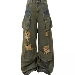 Jeans*Boogzel Clothing Itz No Big Deal Cargo Jeans Green