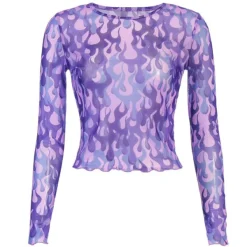 Crop Tops*Boogzel Clothing Itz No Big Deal Mesh Top Purple
