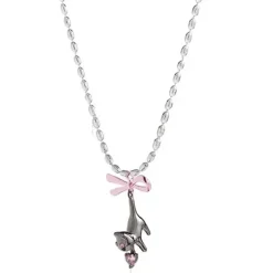 Necklaces & Chokers*Boogzel Clothing Kitten & Bow Necklace Silver/pink